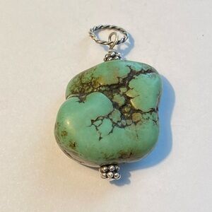 Vintages Turquoise Nugget Sterling Silver Pendant